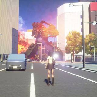 PS4 anime city street wallpaper