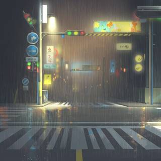 PS4 anime city street wallpaper