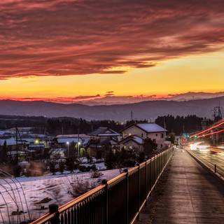 Sunset Japan winter wallpaper