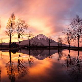 Sunset Japan winter wallpaper