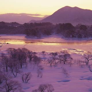 Sunset Japan winter wallpaper