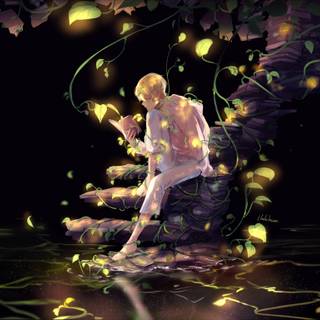 Anime boy reading wallpaper