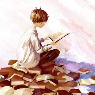 Anime boy reading wallpaper