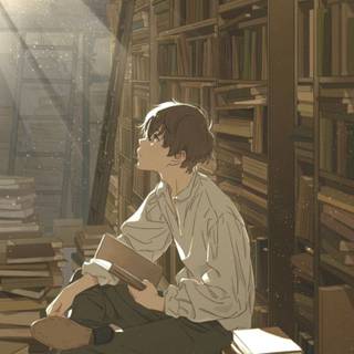 Anime boy reading wallpaper