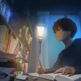 Anime boy reading wallpaper