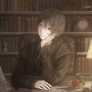 Anime boy reading wallpaper