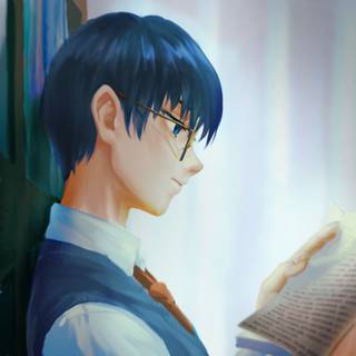 Anime boy reading wallpaper