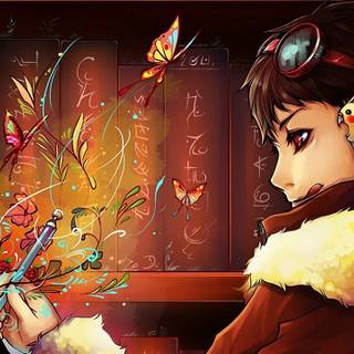 Anime boy reading wallpaper