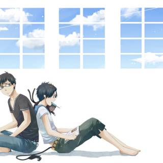 Anime boy reading wallpaper