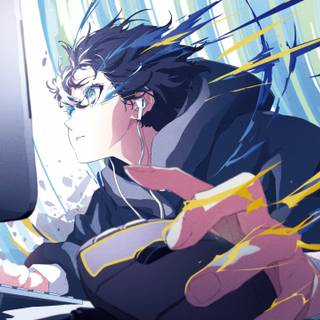 Anime boy playing games wallpaper