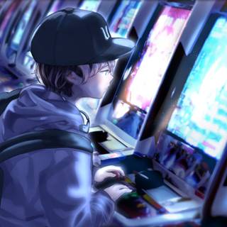 Anime boy playing games wallpaper
