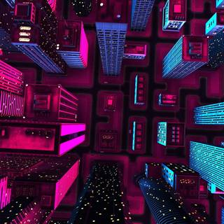 Cyber city iPhone wallpaper