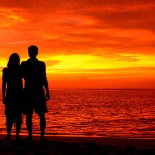 Romantic couple sunset HD wallpaper