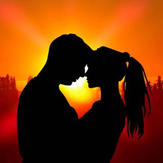 Romantic couple sunset HD wallpaper