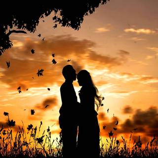 Romantic couple sunset HD wallpaper
