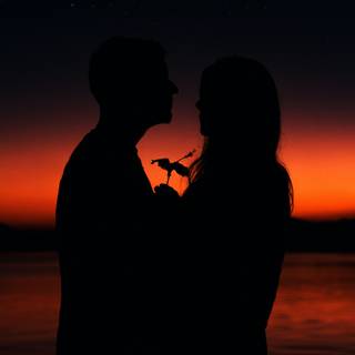 Romantic couple sunset HD wallpaper