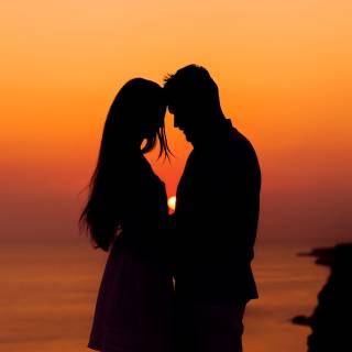 Romantic couple sunset HD wallpaper
