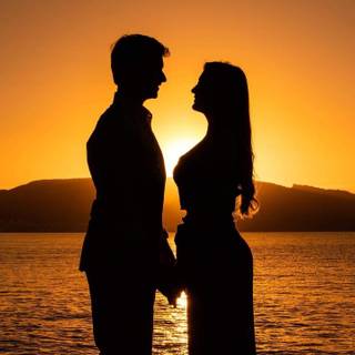 Romantic couple sunset HD wallpaper