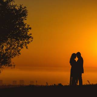 Romantic couple sunset HD wallpaper