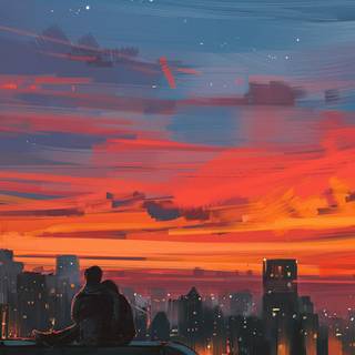 Romantic couple sunset HD wallpaper