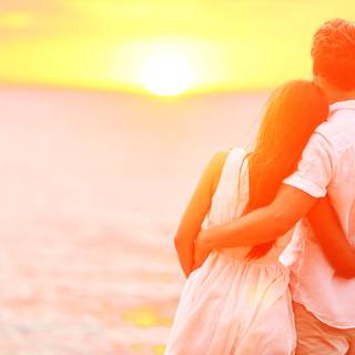 Romantic couple sunset HD wallpaper