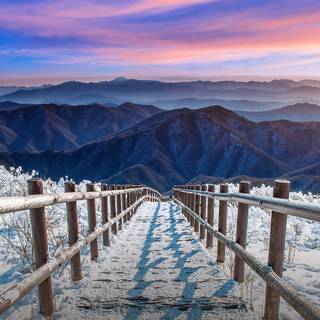 South Korean winter sunset wallpaper