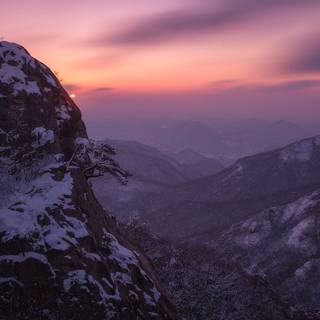 South Korean winter sunset wallpaper