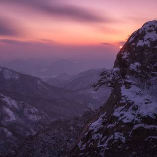 South Korean winter sunset wallpaper