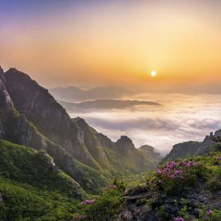 South Korean winter sunset wallpaper