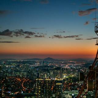 South Korean winter sunset wallpaper