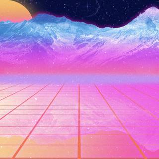 Winter retrowave wallpaper