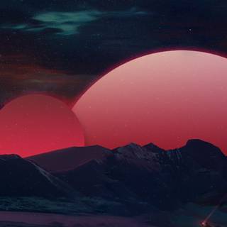 Winter retrowave wallpaper