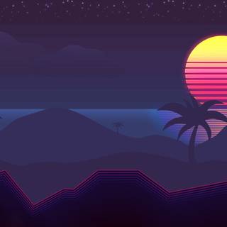 Winter retrowave wallpaper