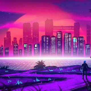 Winter retrowave wallpaper