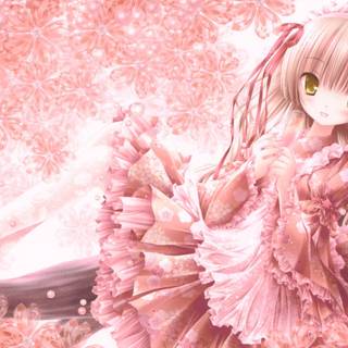 Anime girl pink cute wallpaper