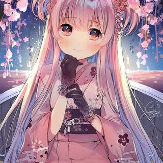 Anime girl pink cute wallpaper