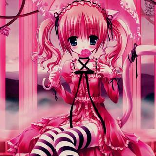 Anime girl pink cute wallpaper