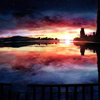 Anime sunset red wallpaper