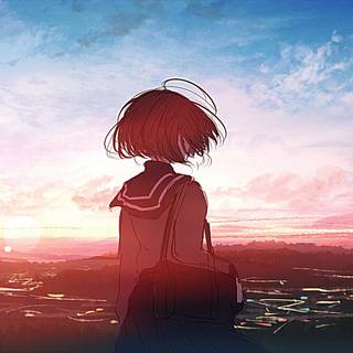 Anime sunset red wallpaper