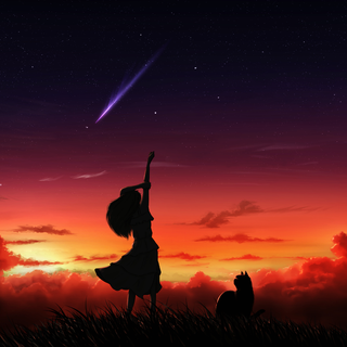 Anime sunset red wallpaper