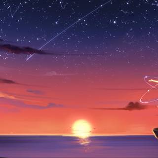 Anime sunset red wallpaper