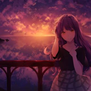 Anime sunset red wallpaper