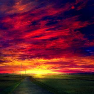 Anime sunset red wallpaper