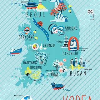 South Korea map wallpaper