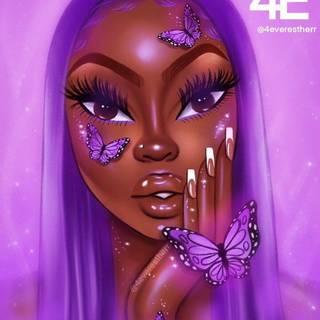 Black girls pink purple and blue wallpaper