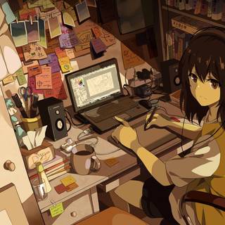 Brown anime Full HD wallpaper