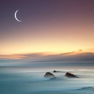 Moon and ocean wallpaper
