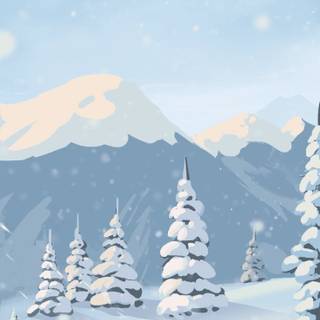 Minimalist forest winter wallpaper