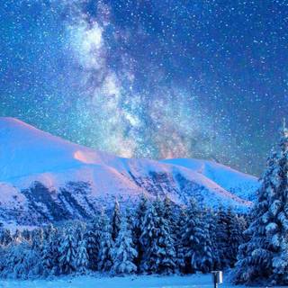 Winter night sky iPhone wallpaper