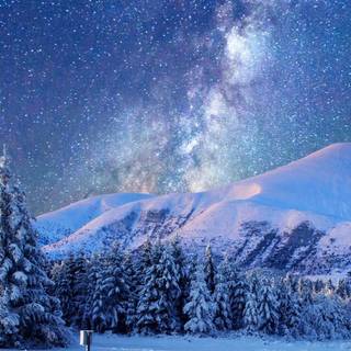 Winter night sky iPhone wallpaper